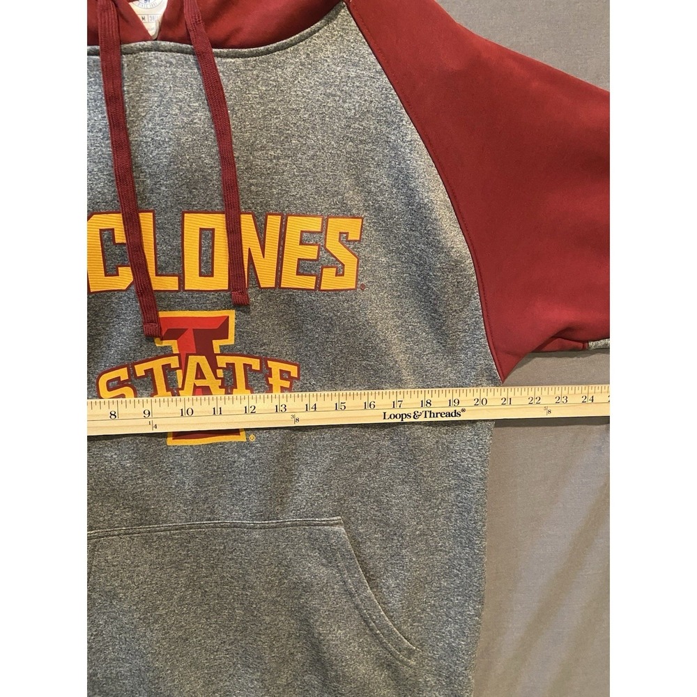 Iowa State Cyclones Hoodie Mens Medium Gray Colorblock Hooded Fleece Pullover - Picture 7 of 8